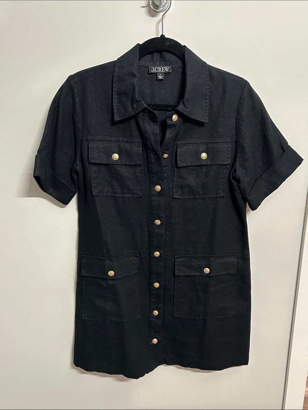 J. Crew Gamine Shirtdress in Black Linen